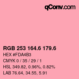 カラーコード: RGB 253 164.6 179.6 | qconv.com