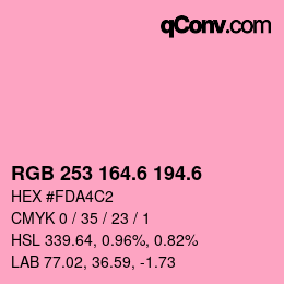 カラーコード: RGB 253 164.6 194.6 | qconv.com