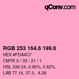 カラーコード: RGB 253 164.6 199.6 | qconv.com