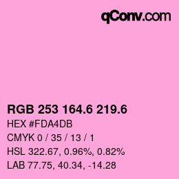カラーコード: RGB 253 164.6 219.6 | qconv.com