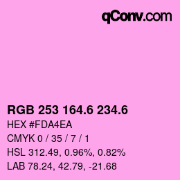 カラーコード: RGB 253 164.6 234.6 | qconv.com