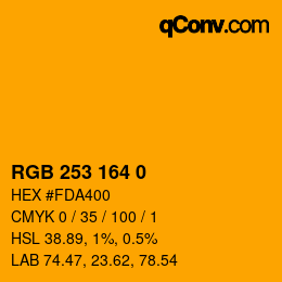 Código de color: RGB 253 164 0 | qconv.com