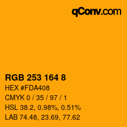 颜色代码: RGB 253 164 8 | qconv.com