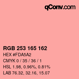Color code: RGB 253 165 162 | qconv.com