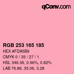 カラーコード: RGB 253 165 185 | qconv.com