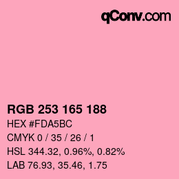 カラーコード: RGB 253 165 188 | qconv.com