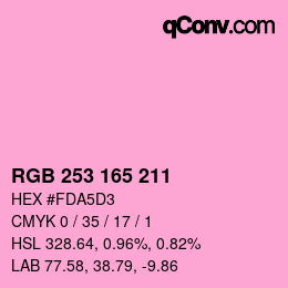 カラーコード: RGB 253 165 211 | qconv.com