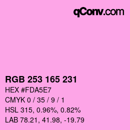 Color code: RGB 253 165 231 | qconv.com