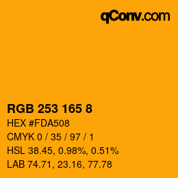Color code: RGB 253 165 8 | qconv.com