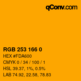 Color code: RGB 253 166 0 | qconv.com