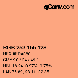 Color code: RGB 253 166 128 | qconv.com