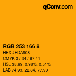 Color code: RGB 253 166 8 | qconv.com