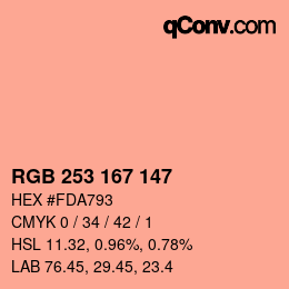 Código de color: RGB 253 167 147 | qconv.com