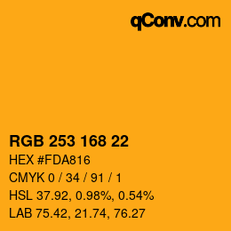 カラーコード: RGB 253 168 22 | qconv.com