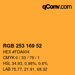 Color code: RGB 253 169 52 | qconv.com