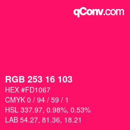 Color code: RGB 253 16 103 | qconv.com