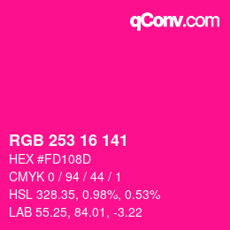 カラーコード: RGB 253 16 141 | qconv.com