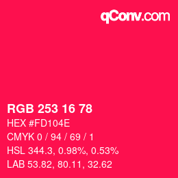 Color code: RGB 253 16 78 | qconv.com