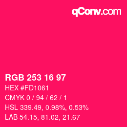 カラーコード: RGB 253 16 97 | qconv.com