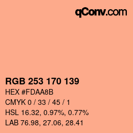 カラーコード: RGB 253 170 139 | qconv.com