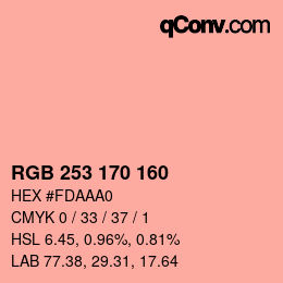 カラーコード: RGB 253 170 160 | qconv.com