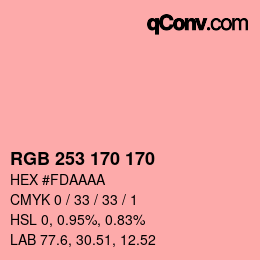 カラーコード: RGB 253 170 170 | qconv.com