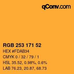 Color code: RGB 253 171 52 | qconv.com