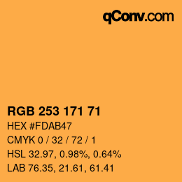 Color code: RGB 253 171 71 | qconv.com