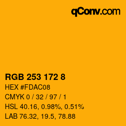 颜色代码: RGB 253 172 8 | qconv.com