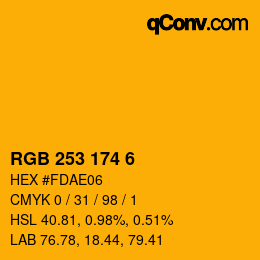 Color code: RGB 253 174 6 | qconv.com