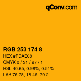 カラーコード: RGB 253 174 8 | qconv.com