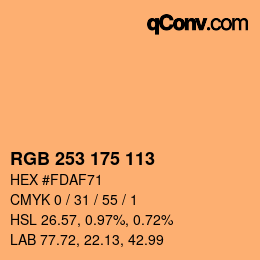 Color code: RGB 253 175 113 | qconv.com