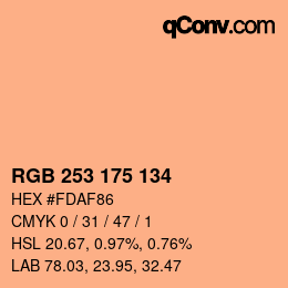 Color code: RGB 253 175 134 | qconv.com