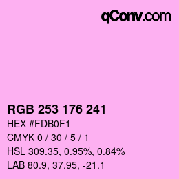Color code: RGB 253 176 241 | qconv.com