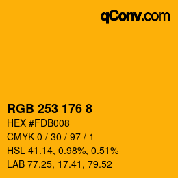 颜色代码: RGB 253 176 8 | qconv.com