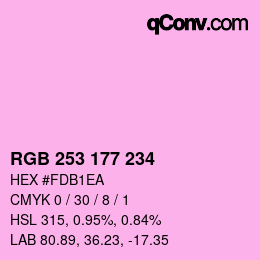 颜色代码: RGB 253 177 234 | qconv.com