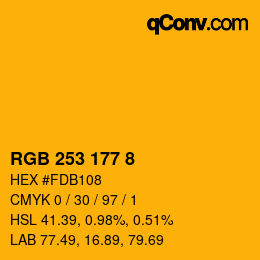 颜色代码: RGB 253 177 8 | qconv.com