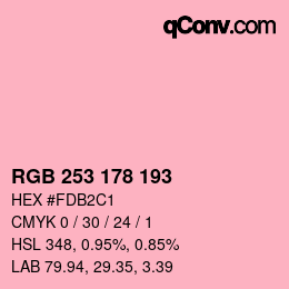 カラーコード: RGB 253 178 193 | qconv.com