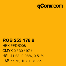 颜色代码: RGB 253 178 8 | qconv.com