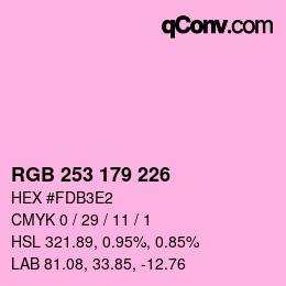 Color code: RGB 253 179 226 | qconv.com