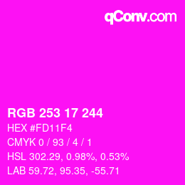 カラーコード: RGB 253 17 244 | qconv.com