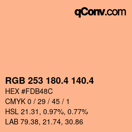 カラーコード: RGB 253 180.4 140.4 | qconv.com