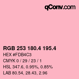カラーコード: RGB 253 180.4 195.4 | qconv.com