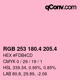 カラーコード: RGB 253 180.4 205.4 | qconv.com