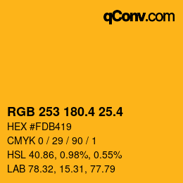 カラーコード: RGB 253 180.4 25.4 | qconv.com