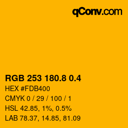 カラーコード: RGB 253 180.8 0.4 | qconv.com