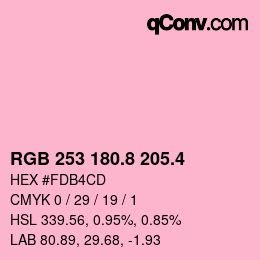 カラーコード: RGB 253 180.8 205.4 | qconv.com