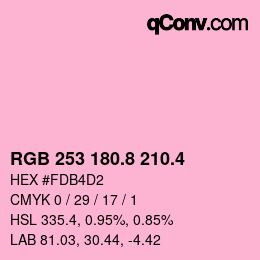 カラーコード: RGB 253 180.8 210.4 | qconv.com