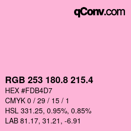 カラーコード: RGB 253 180.8 215.4 | qconv.com