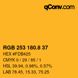 Color code: RGB 253 180.8 37 | qconv.com